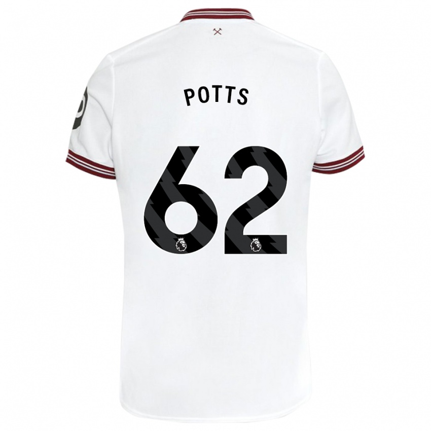 Niño Camiseta Freddie Potts #62 Blanco 2ª Equipación 2023/24 La Camisa