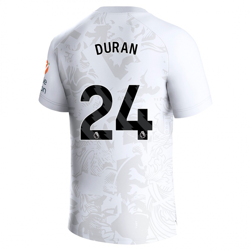 Niño Camiseta Jhon Durán #24 Blanco 2ª Equipación 2023/24 La Camisa