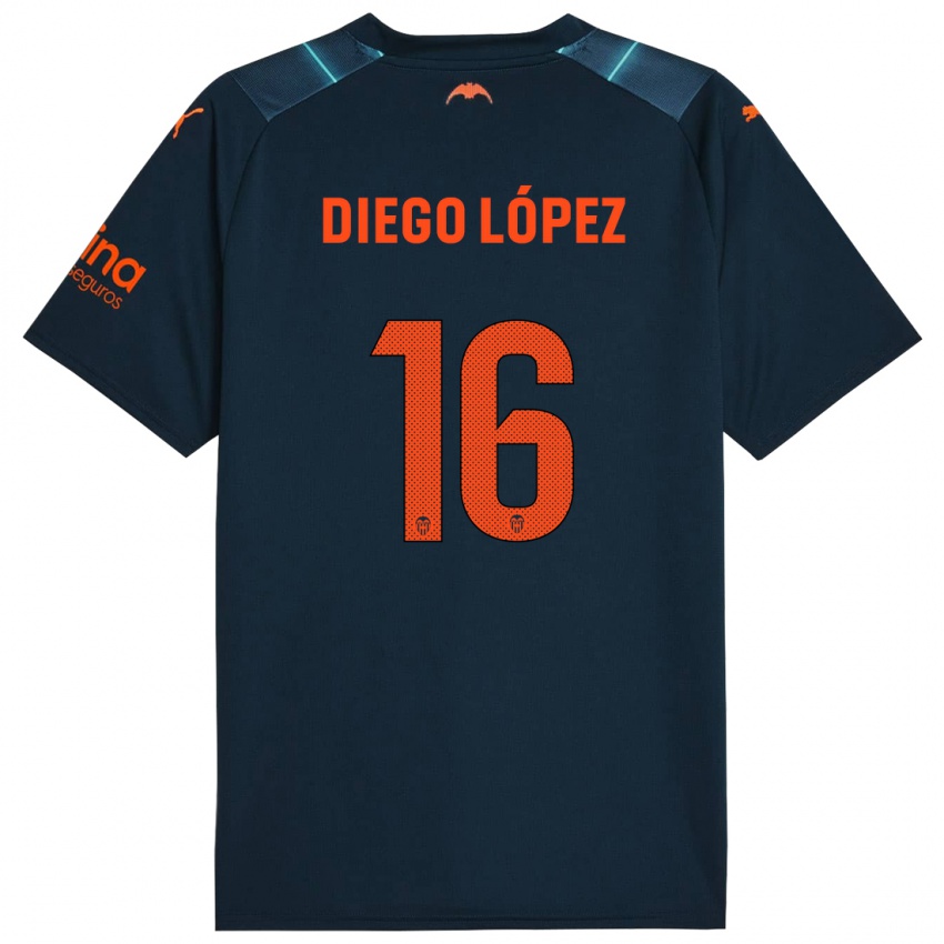 Niño Camiseta Diego Lopez #16 Azul Marino 2ª Equipación 2023/24 La Camisa
