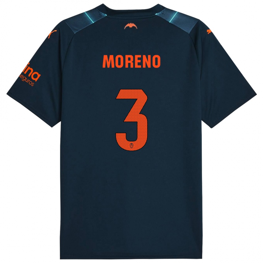 Niño Camiseta Diego Moreno #3 Azul Marino 2ª Equipación 2023/24 La Camisa