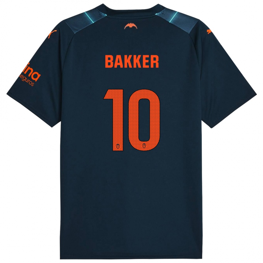 Niño Camiseta Linda Bakker #10 Azul Marino 2ª Equipación 2023/24 La Camisa