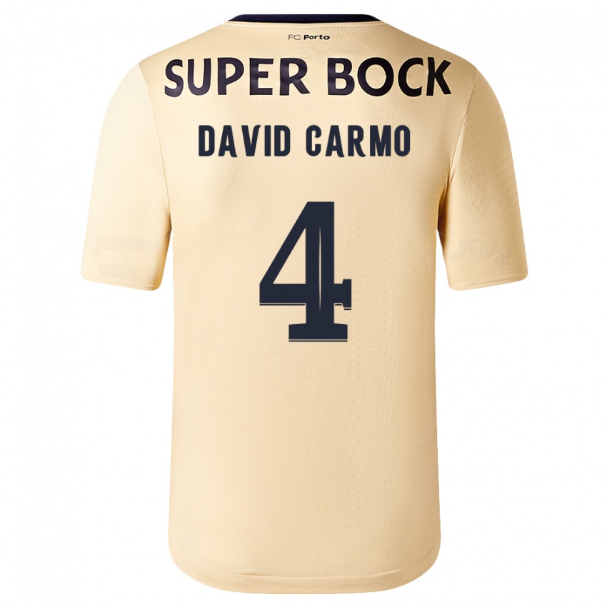 Niño Camiseta David Carmo #4 Beige-Dorado 2ª Equipación 2023/24 La Camisa