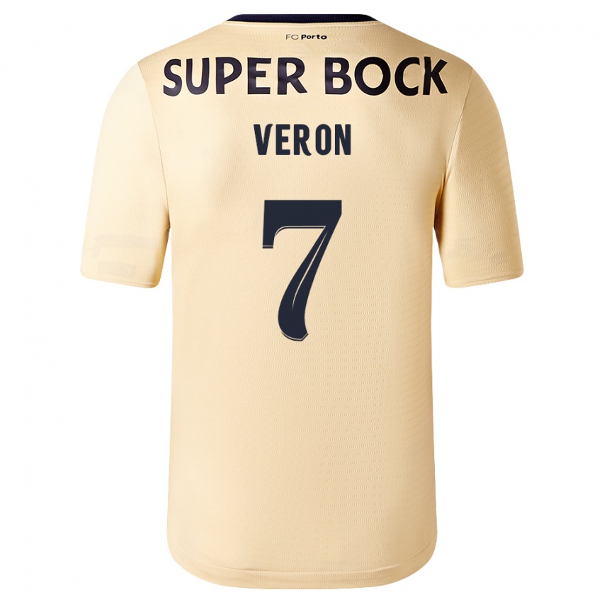 Niño Camiseta Gabriel Veron #7 Beige-Dorado 2ª Equipación 2023/24 La Camisa