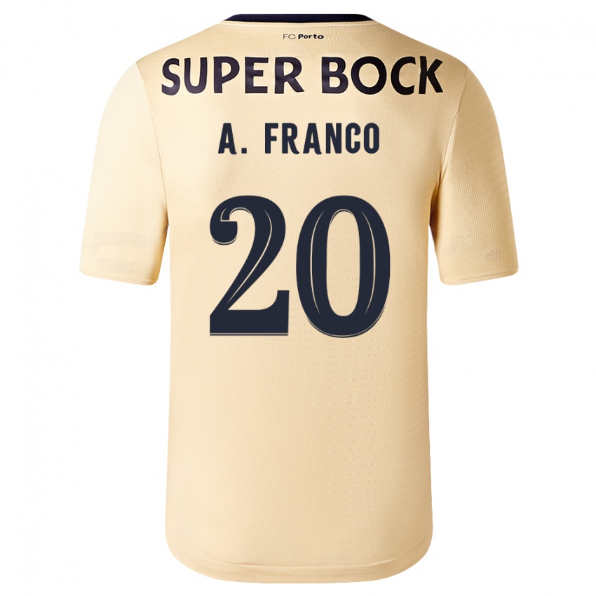 Niño Camiseta André Franco #20 Beige-Dorado 2ª Equipación 2023/24 La Camisa