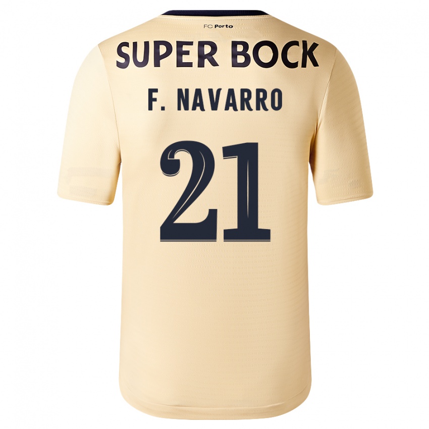 Niño Camiseta Fran Navarro #21 Beige-Dorado 2ª Equipación 2023/24 La Camisa
