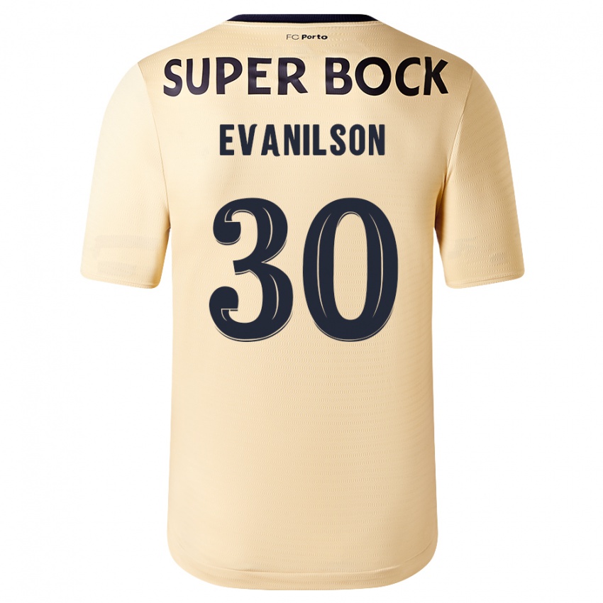 Niño Camiseta Evanilson #30 Beige-Dorado 2ª Equipación 2023/24 La Camisa
