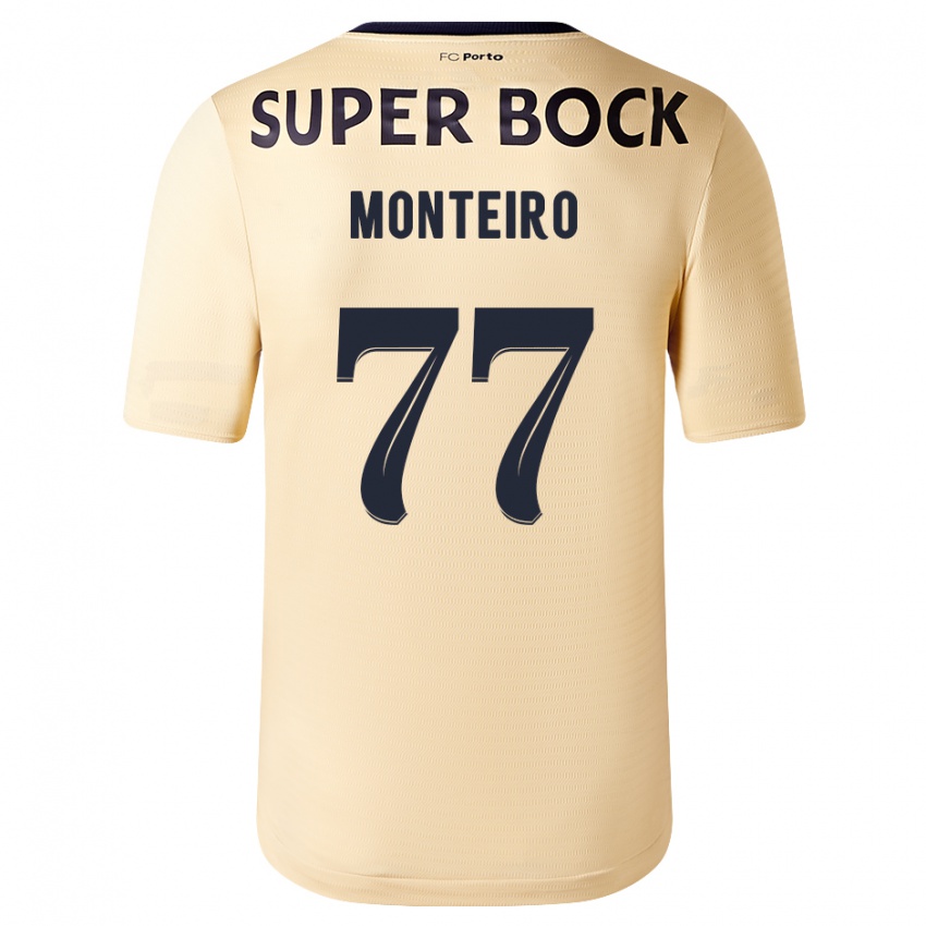 Niño Camiseta Rui Monteiro #77 Beige-Dorado 2ª Equipación 2023/24 La Camisa