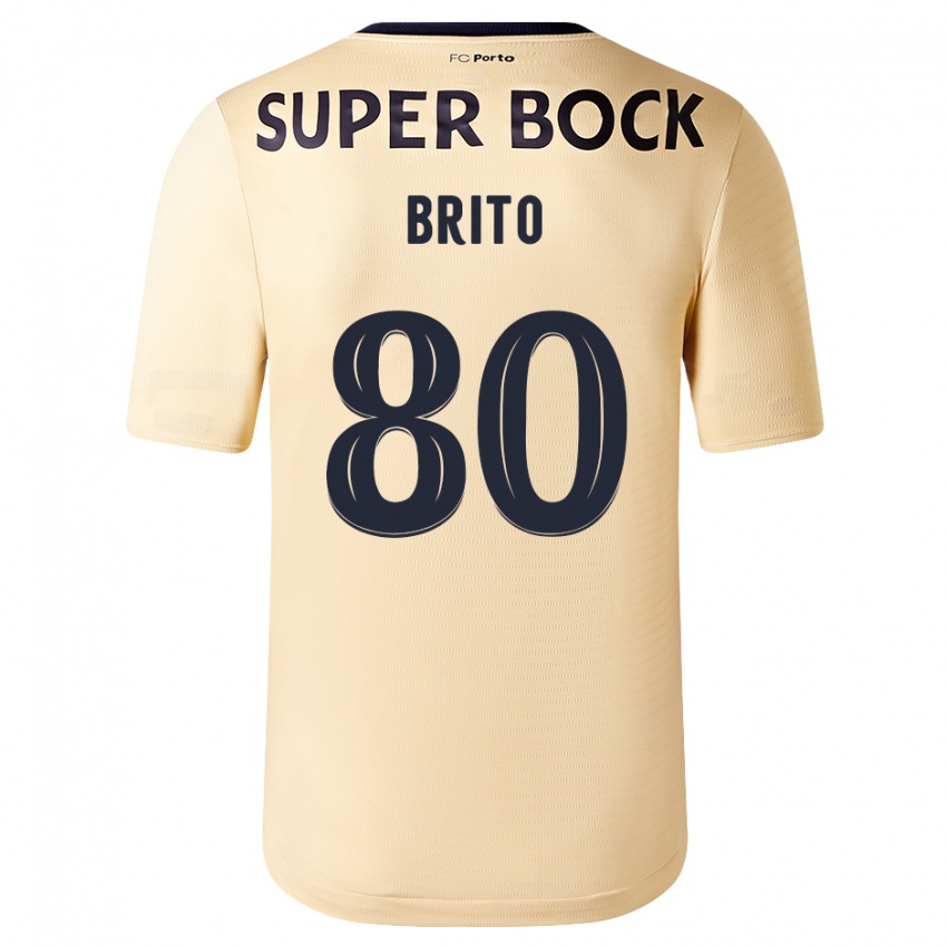 Niño Camiseta Luan Brito #80 Beige-Dorado 2ª Equipación 2023/24 La Camisa