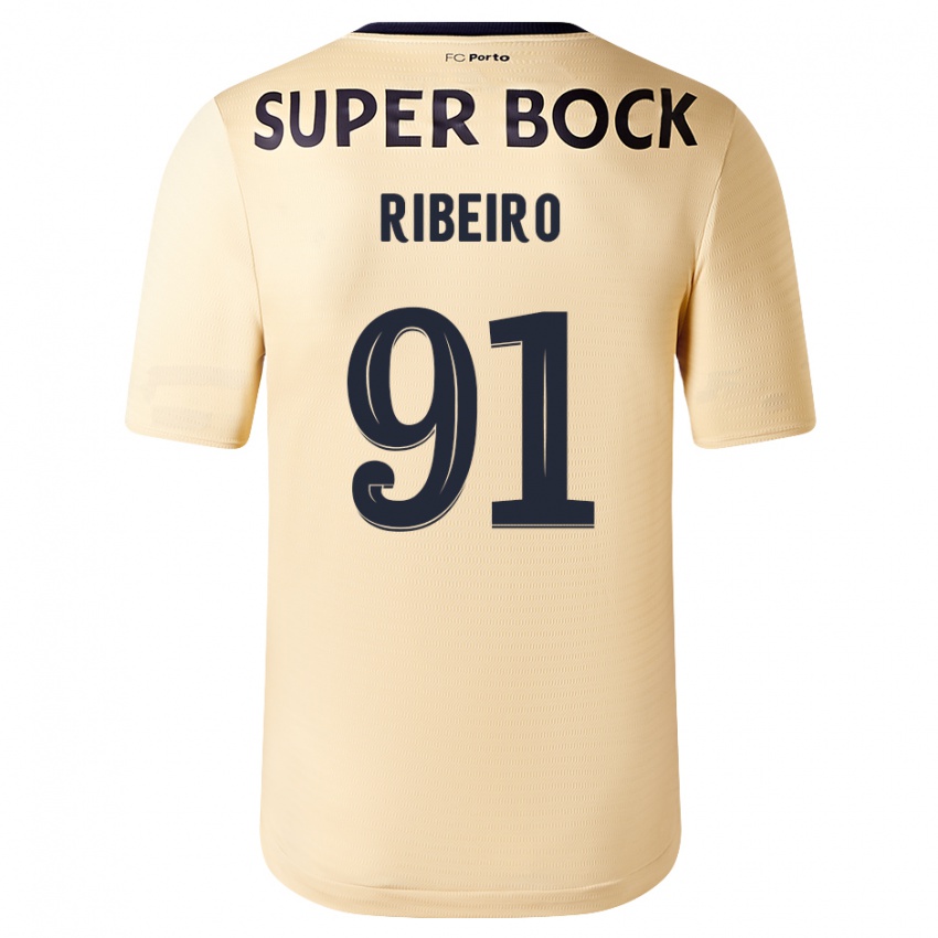 Niño Camiseta Gonçalo Ribeiro #91 Beige-Dorado 2ª Equipación 2023/24 La Camisa