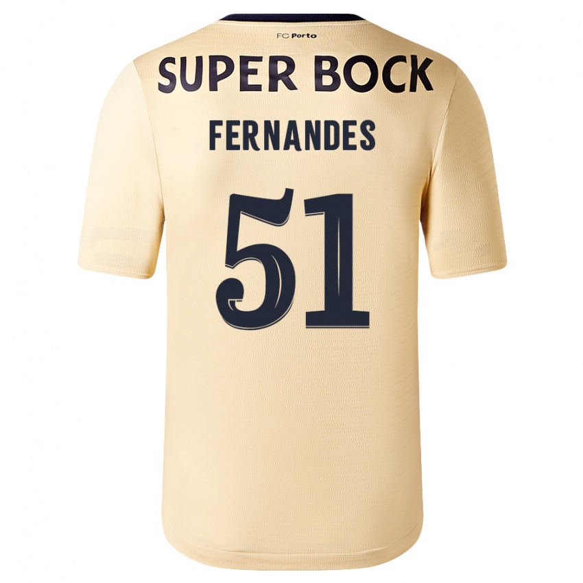 Niño Camiseta Diogo Fernandes #51 Beige-Dorado 2ª Equipación 2023/24 La Camisa
