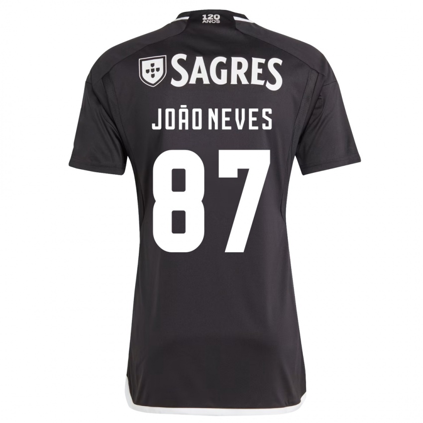 Niño Camiseta João Neves #87 Negro 2ª Equipación 2023/24 La Camisa