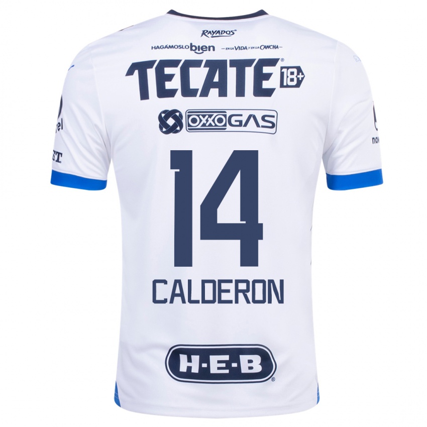 Niño Camiseta Alejandra Calderon #14 Blanco 2ª Equipación 2023/24 La Camisa