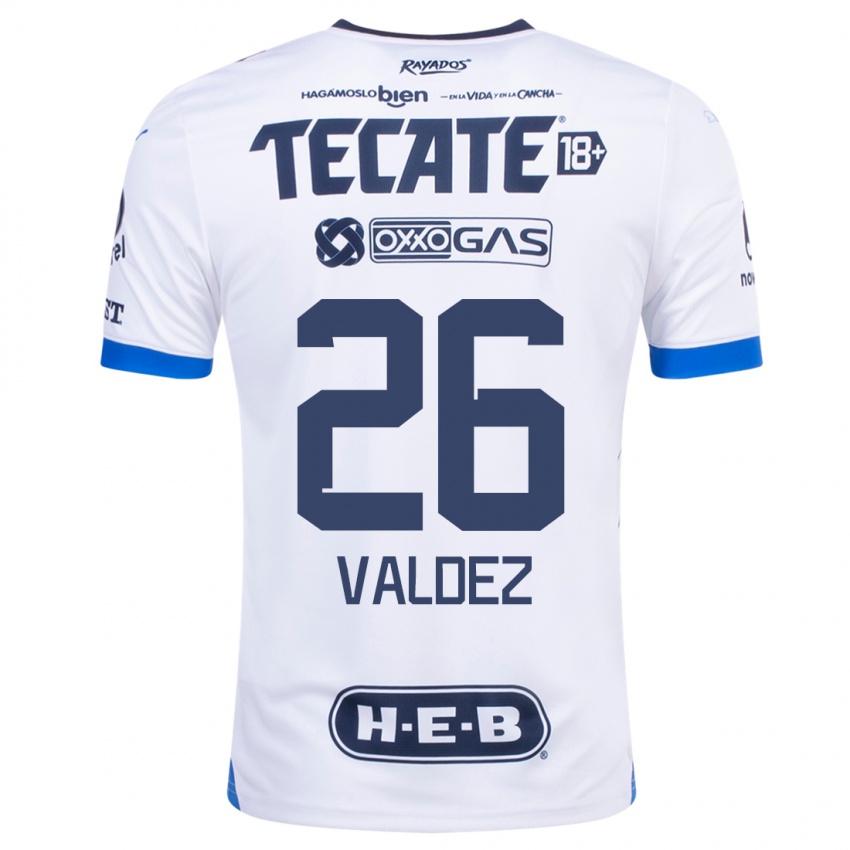 Niño Camiseta Valeria Valdez #26 Blanco 2ª Equipación 2023/24 La Camisa