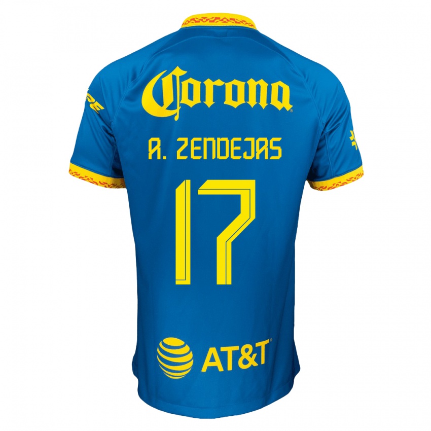 Niño Camiseta Álex Zendejas #17 Azul 2ª Equipación 2023/24 La Camisa