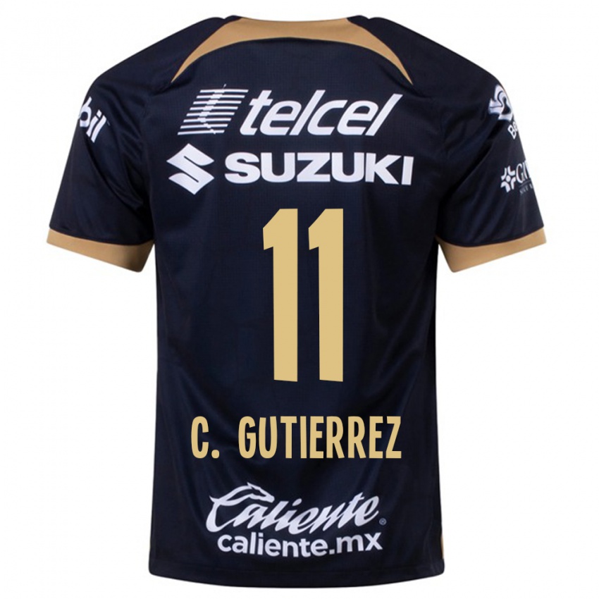 Niño Camiseta Carlos Gutiérrez #11 Azul Oscuro 2ª Equipación 2023/24 La Camisa