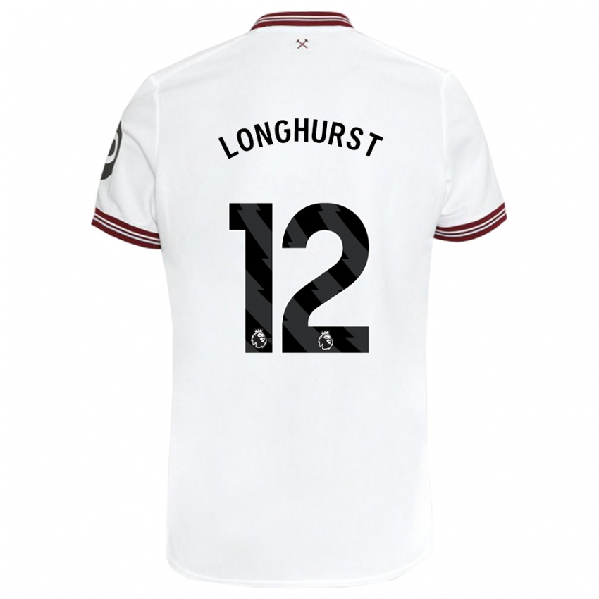 Hombre Camiseta Kate Longhurst #12 Blanco 2ª Equipación 2023/24 La Camisa