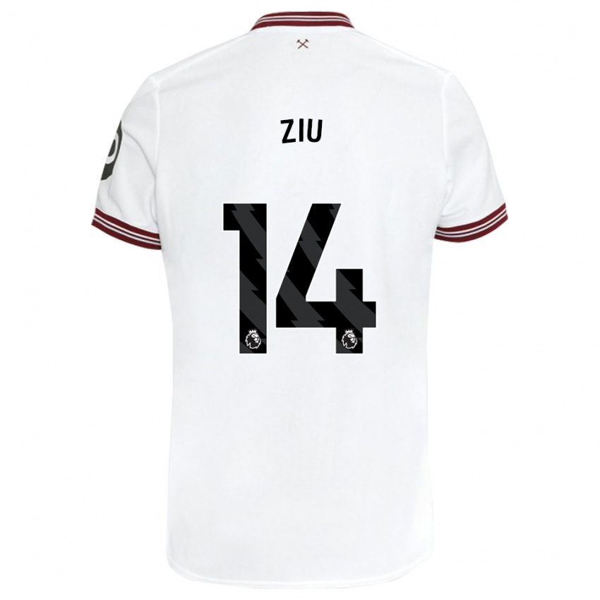 Hombre Camiseta Jessica Ziu #14 Blanco 2ª Equipación 2023/24 La Camisa