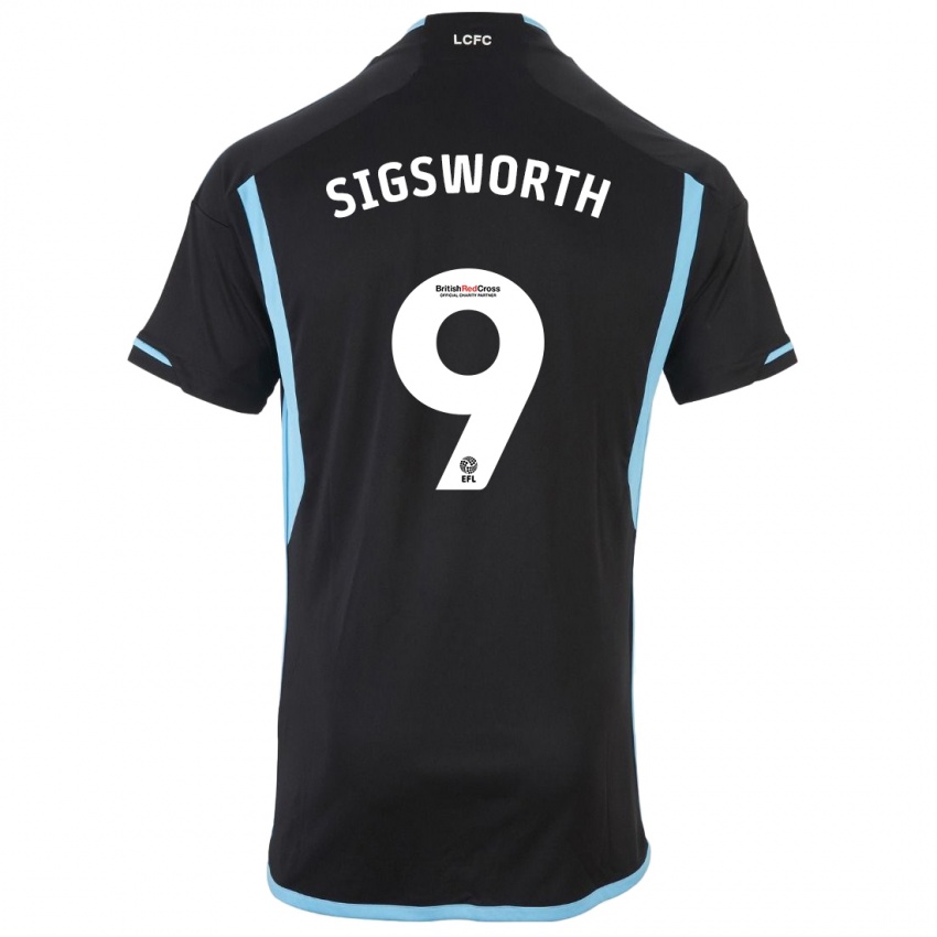 Hombre Camiseta Jessica Sigsworth #9 Negro 2ª Equipación 2023/24 La Camisa