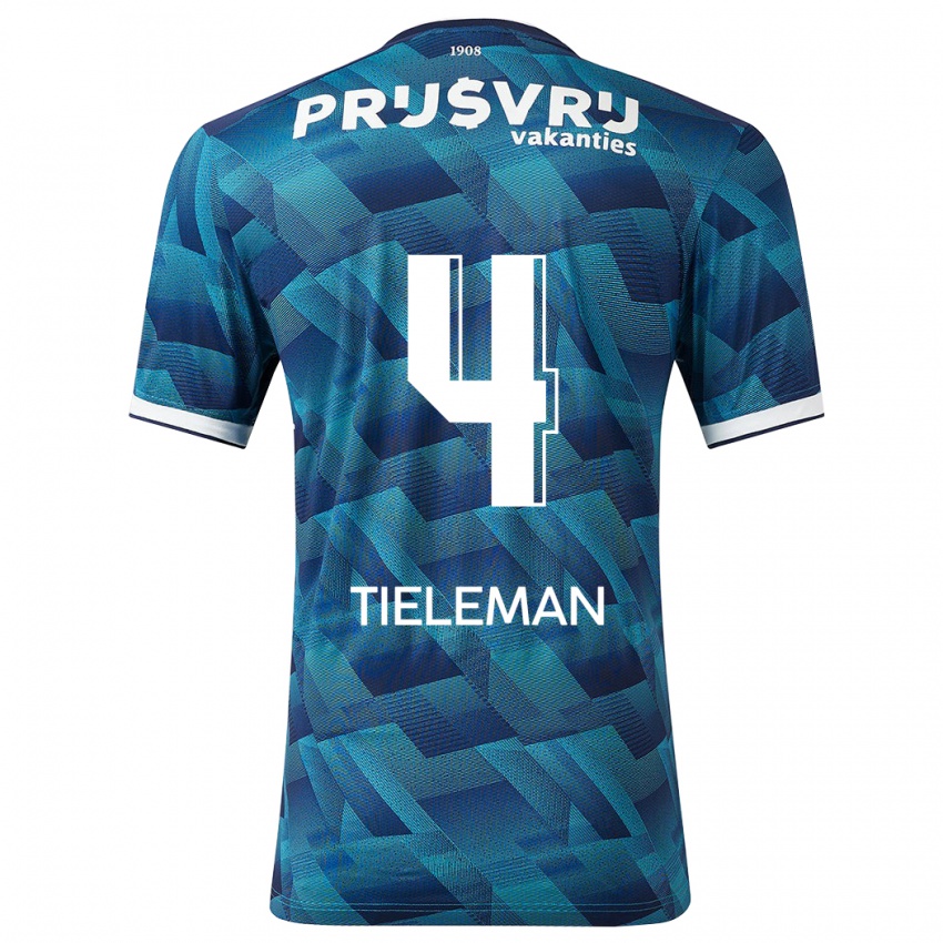 Hombre Camiseta Jerry Tieleman #4 Azul 2ª Equipación 2023/24 La Camisa