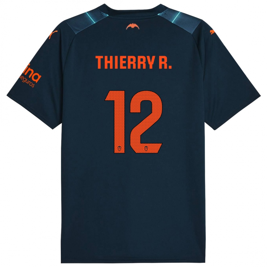 Hombre Camiseta Thierry Correia #12 Azul Marino 2ª Equipación 2023/24 La Camisa