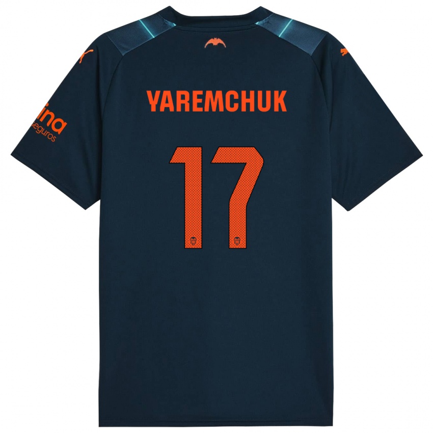 Hombre Camiseta Roman Yaremchuk #17 Azul Marino 2ª Equipación 2023/24 La Camisa