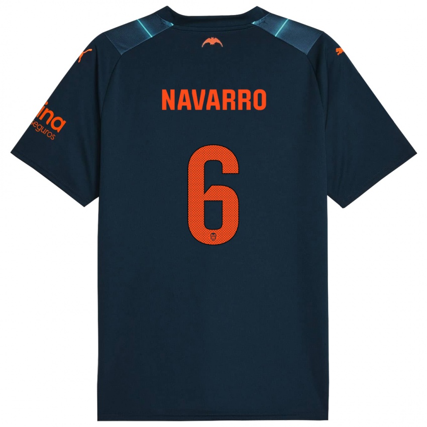 Hombre Camiseta Javi Navarro #6 Azul Marino 2ª Equipación 2023/24 La Camisa