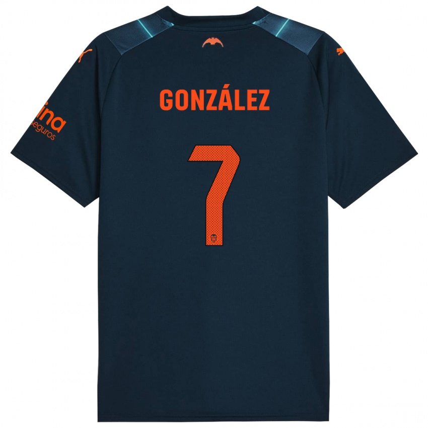 Hombre Camiseta Hugo González #7 Azul Marino 2ª Equipación 2023/24 La Camisa