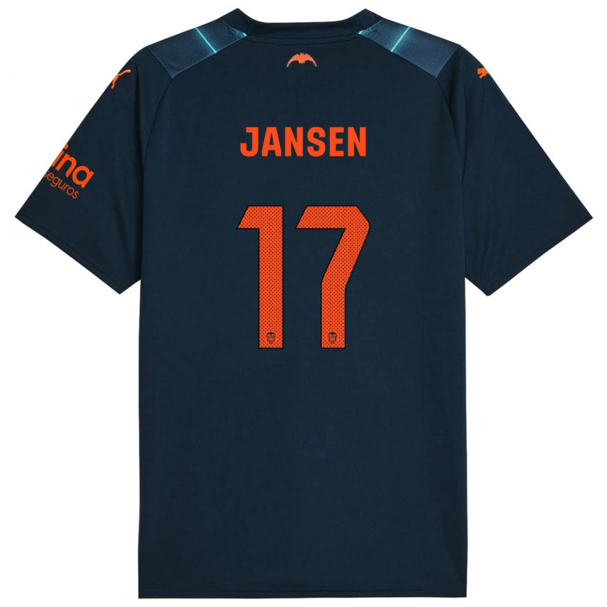 Hombre Camiseta Ellen Jansen #17 Azul Marino 2ª Equipación 2023/24 La Camisa