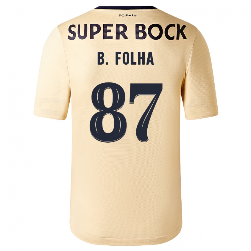 Hombre Camiseta Bernardo Folha #87 Beige-Dorado 2ª Equipación 2023/24 La Camisa