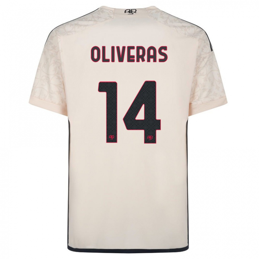 Hombre Camiseta Jan Oliveras #14 Blanquecino 2ª Equipación 2023/24 La Camisa