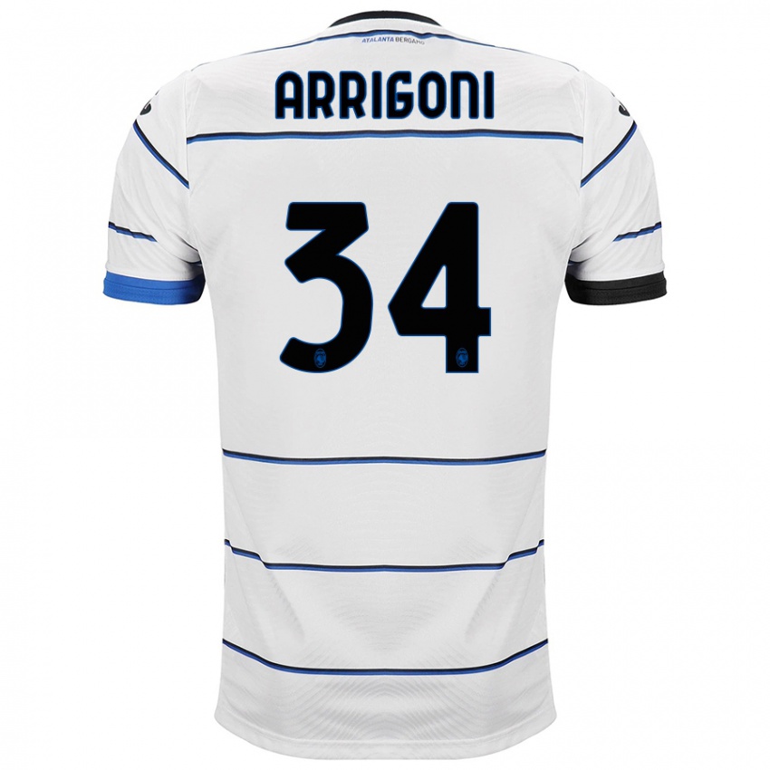 Hombre Camiseta Mattia Arrigoni #34 Blanco 2ª Equipación 2023/24 La Camisa