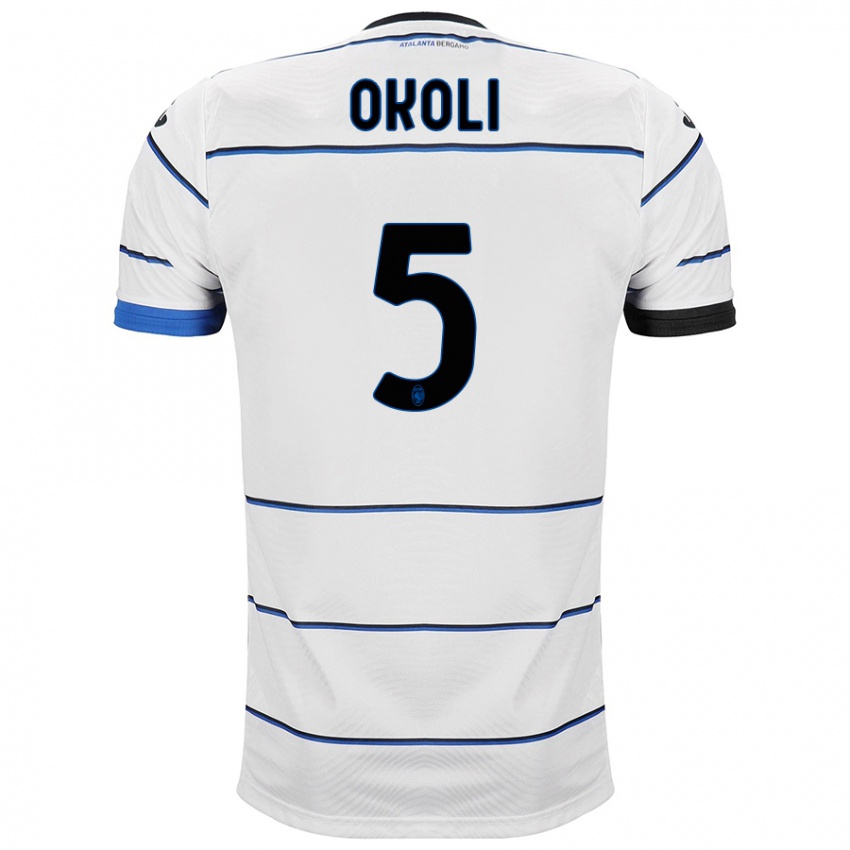 Hombre Camiseta Caleb Okoli #5 Blanco 2ª Equipación 2023/24 La Camisa