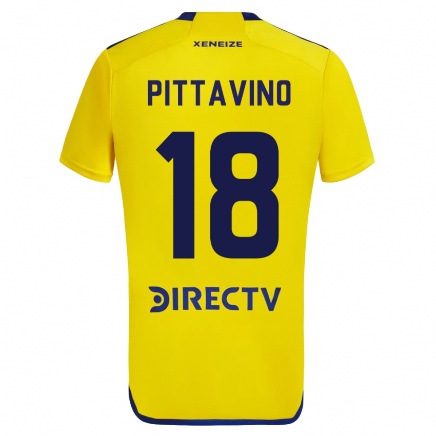 Hombre Camiseta Rodrigo Pittavino #18 Amarillo 2ª Equipación 2023/24 La Camisa