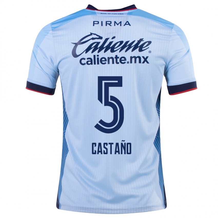 Hombre Camiseta Kevin Castaño #5 Cielo Azul 2ª Equipación 2023/24 La Camisa
