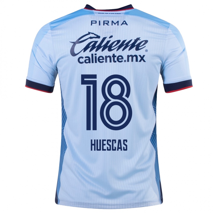 Hombre Camiseta Rodrigo Huescas #18 Cielo Azul 2ª Equipación 2023/24 La Camisa