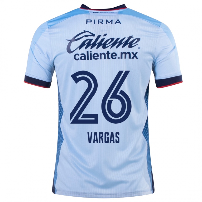 Hombre Camiseta Carlos Vargas #26 Cielo Azul 2ª Equipación 2023/24 La Camisa