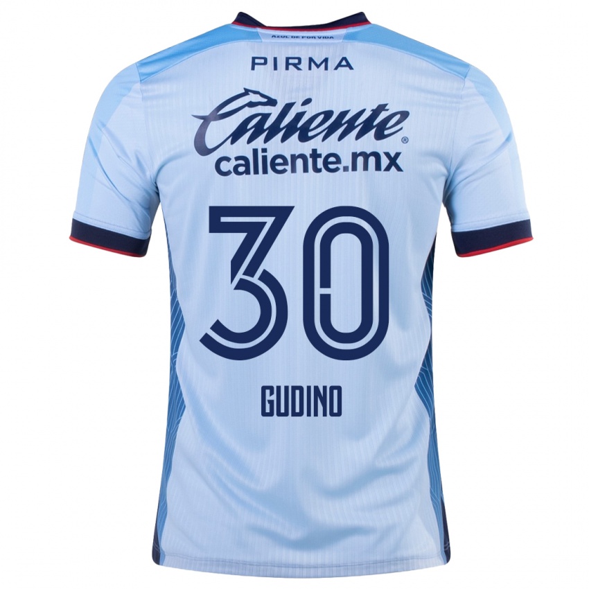 Hombre Camiseta Andres Gudino #30 Cielo Azul 2ª Equipación 2023/24 La Camisa