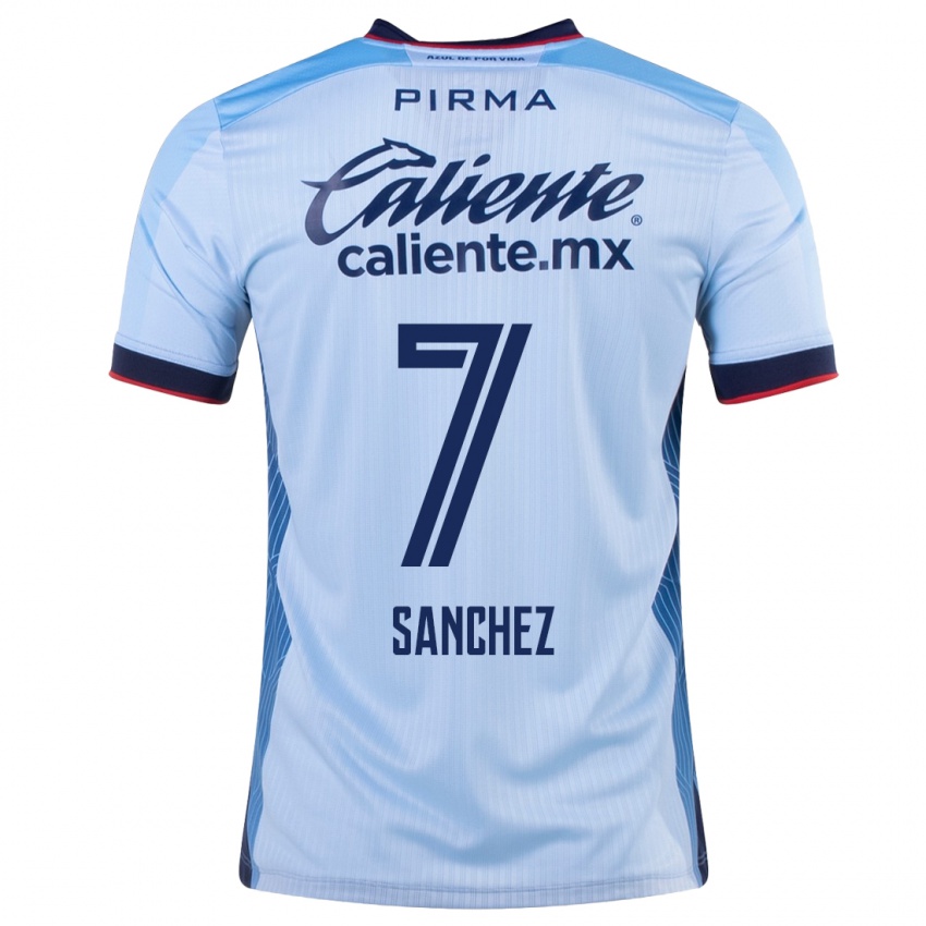Hombre Camiseta Andrea Sanchez #7 Cielo Azul 2ª Equipación 2023/24 La Camisa