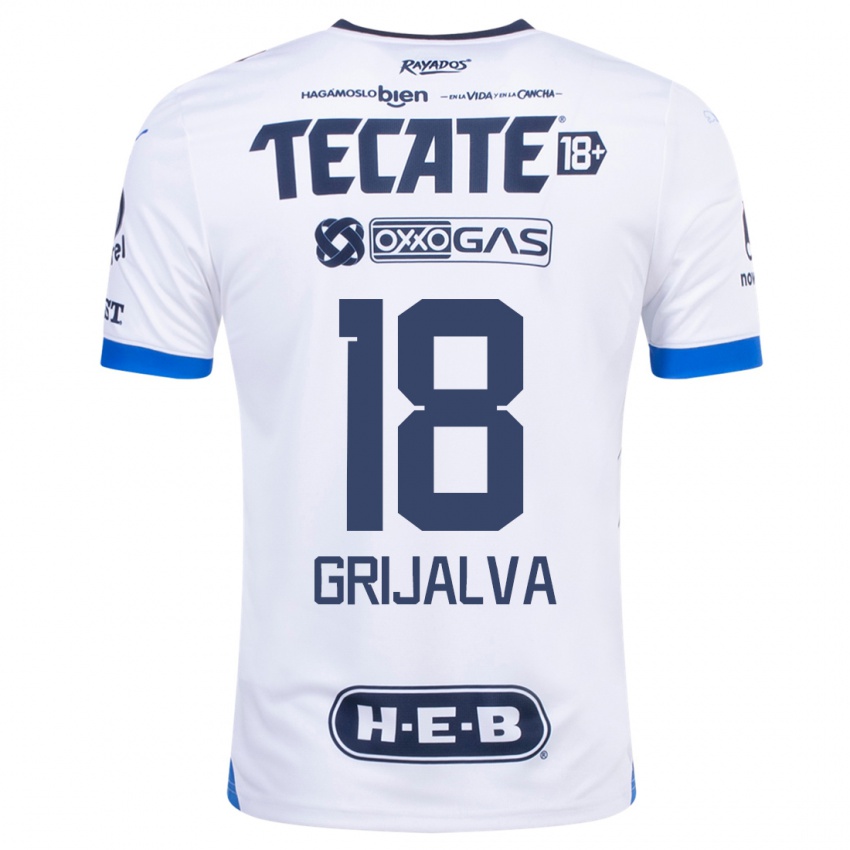Hombre Camiseta Axel Grijalva #18 Blanco 2ª Equipación 2023/24 La Camisa