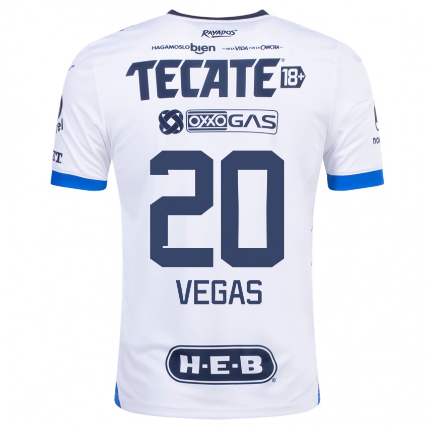Hombre Camiseta Sebastian Vegas #20 Blanco 2ª Equipación 2023/24 La Camisa