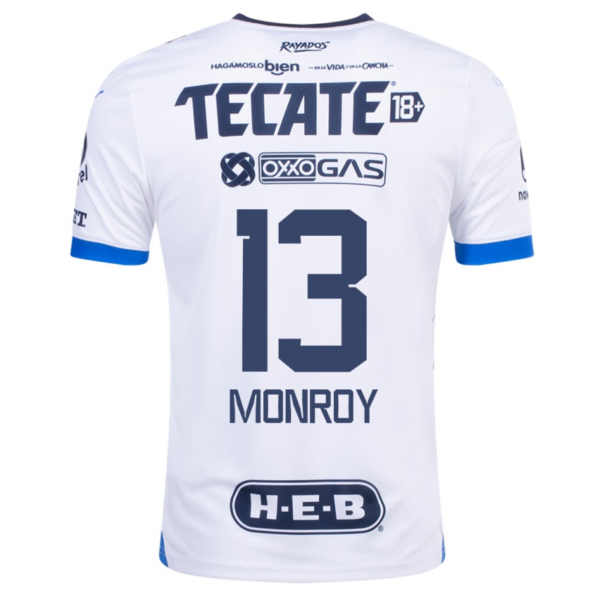 Hombre Camiseta Paola Monroy #13 Blanco 2ª Equipación 2023/24 La Camisa