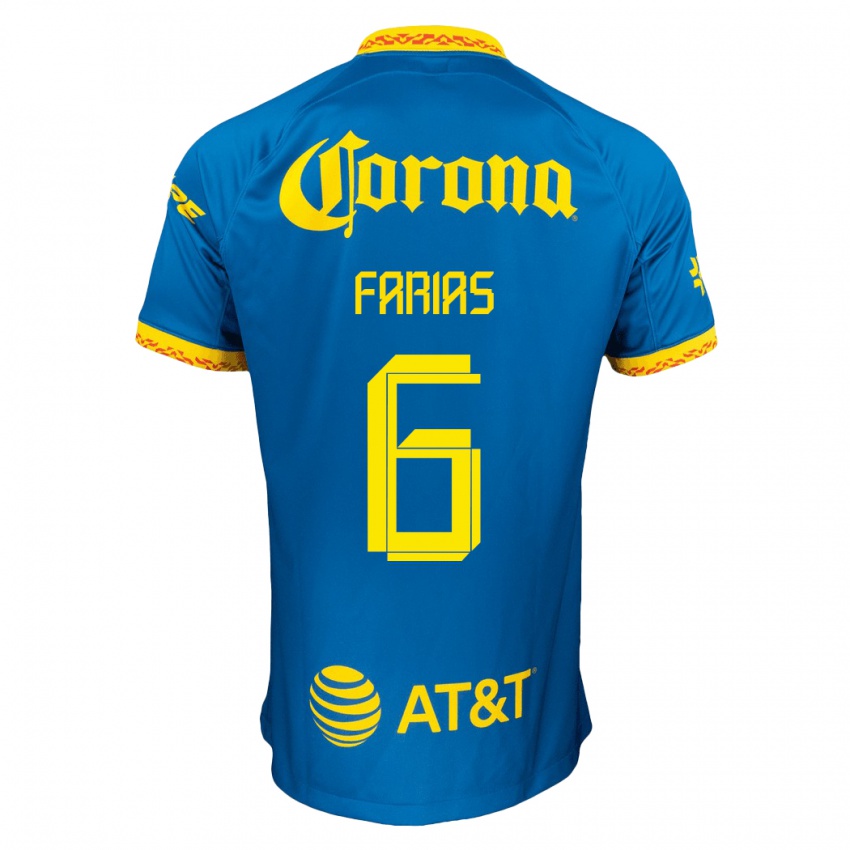 Hombre Camiseta Janelly Farias #6 Azul 2ª Equipación 2023/24 La Camisa