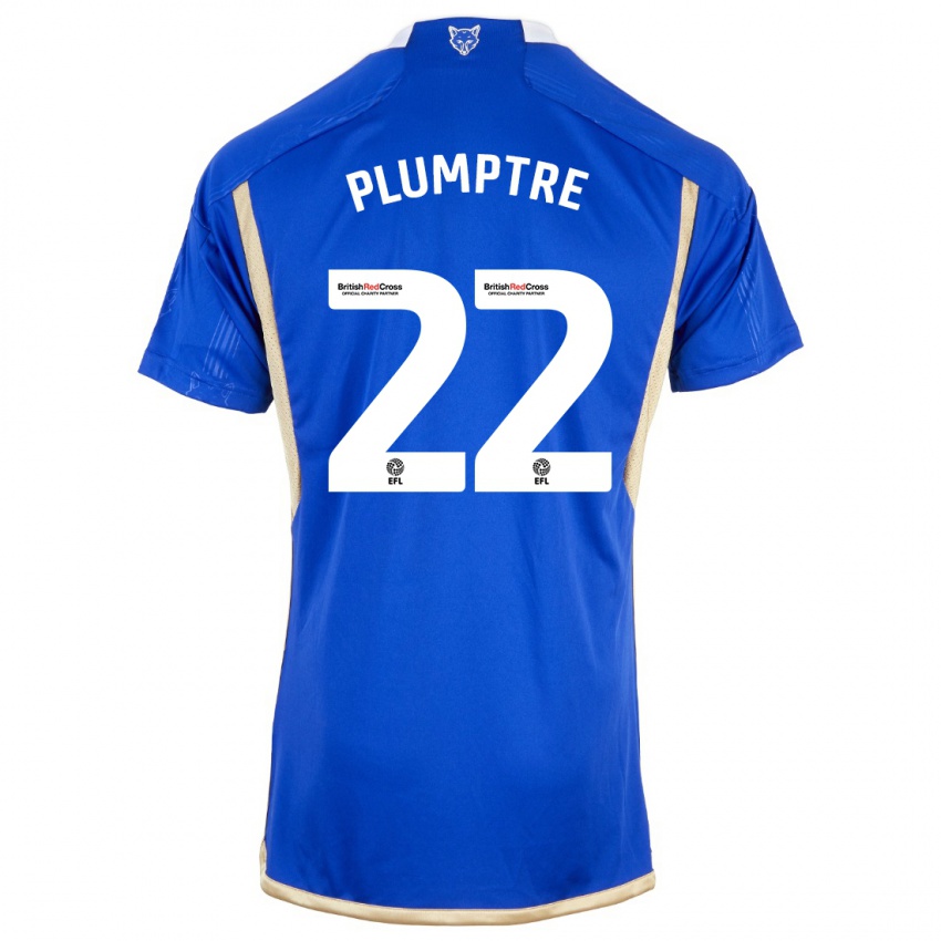 Mujer Camiseta Ashleigh Plumptre #22 Azul Real 1ª Equipación 2023/24 La Camisa