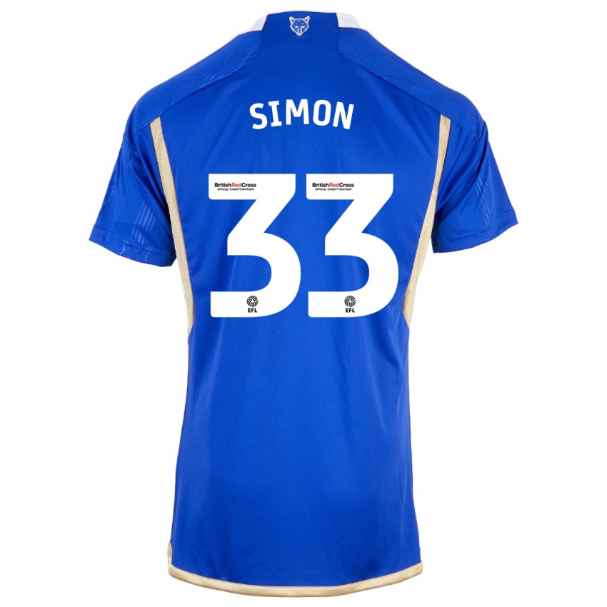 Mujer Camiseta Erin Simon #33 Azul Real 1ª Equipación 2023/24 La Camisa