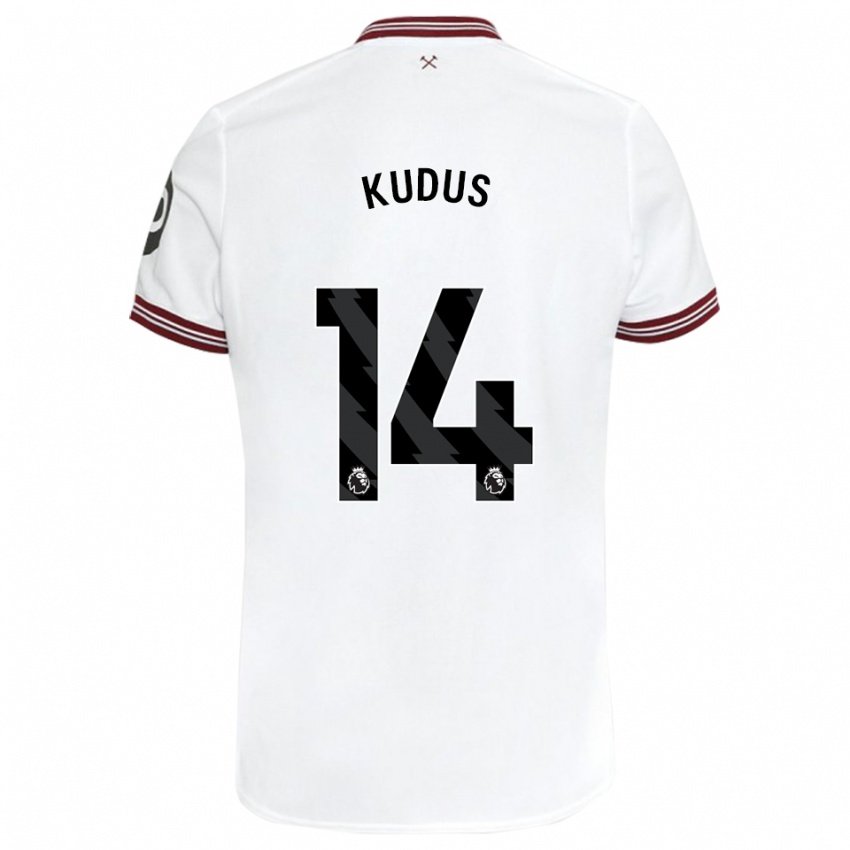 Mujer Camiseta Mohammed Kudus #14 Blanco 2ª Equipación 2023/24 La Camisa