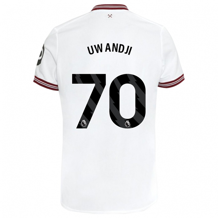 Mujer Camiseta Blaise Uwandji #70 Blanco 2ª Equipación 2023/24 La Camisa