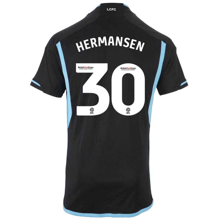Mujer Camiseta Mads Hermansen #30 Negro 2ª Equipación 2023/24 La Camisa