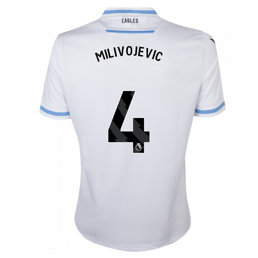 Mujer Camiseta Luka Milivojevic #4 Blanco 2ª Equipación 2023/24 La Camisa
