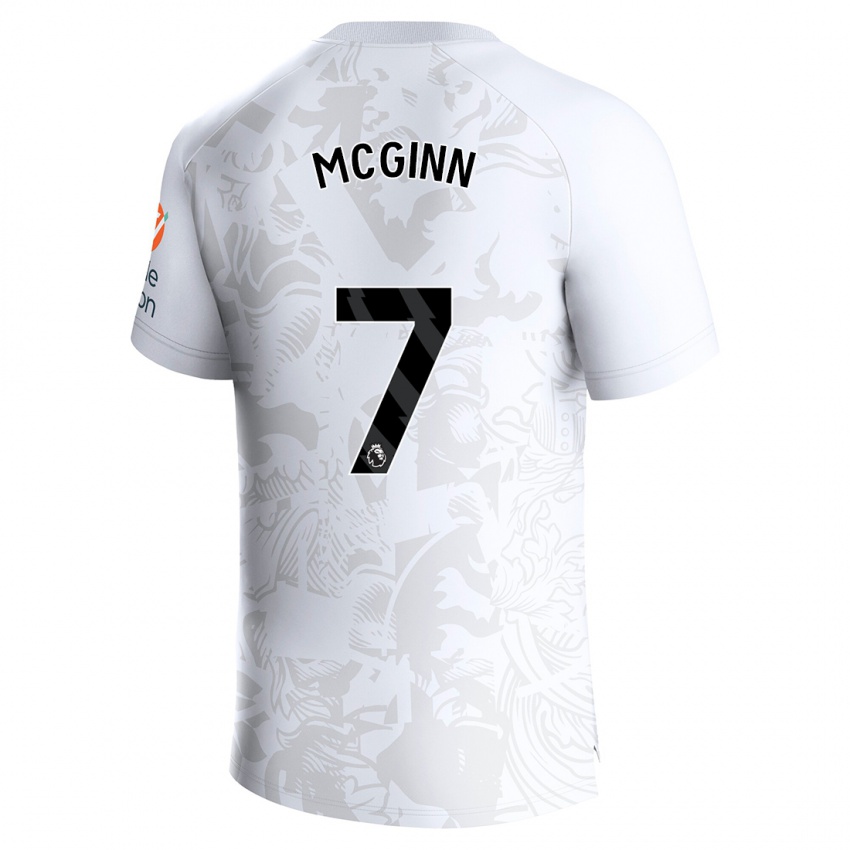 Mujer Camiseta John Mcginn #7 Blanco 2ª Equipación 2023/24 La Camisa