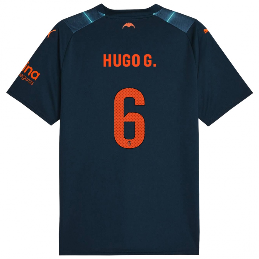 Mujer Camiseta Hugo Guillamon #6 Azul Marino 2ª Equipación 2023/24 La Camisa